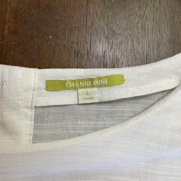 Gianni Bini Women's Blouse Large White Coastal Cowgirl Beach Boho Peasant Top L - Picture 10 of 10